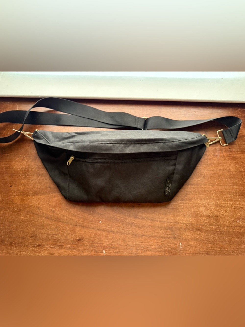 Canvelle Black Women’s Sling Belt Bag with Adjustable Strap